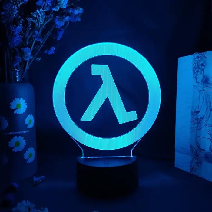 Game Half Life Alyx Logo 3D Acrylique Lampe, Capteur LED Coloré, Veilleuse, Ordinateur De Bureau, Co