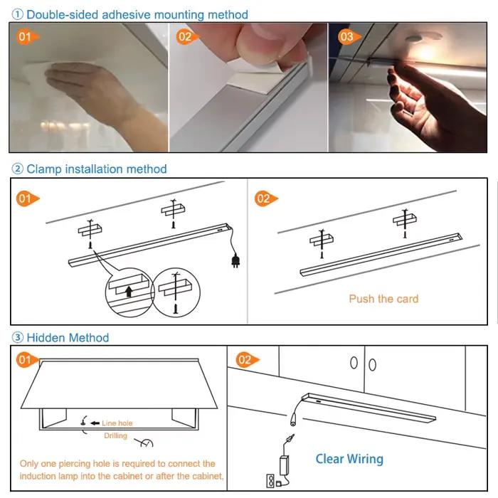 Lumière LED sous-meuble lumières pour cuisine interrupteur de balayage manuel PIR capteur de mouveme