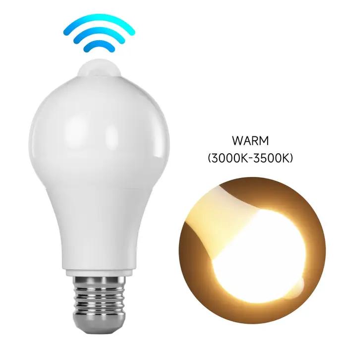 Ampoule LED avec capteur de mouvement PIR E27, Induction infrarouge humaine intelligente, lumière bl
