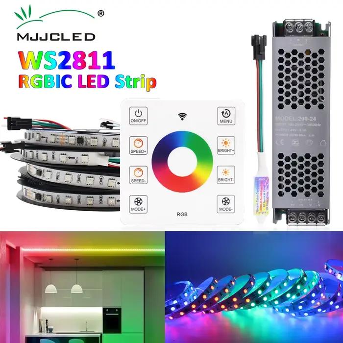 Bande lumineuse RGB IC WS2811, 24V DC 5050, 60 diodes, ruban Flexible RGBIC, télécommande tactile RF