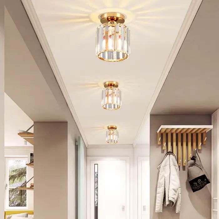 Plafonnier en cristal E27 LED au design moderne et créatif, luminaire décoratif de plafond, idéal po