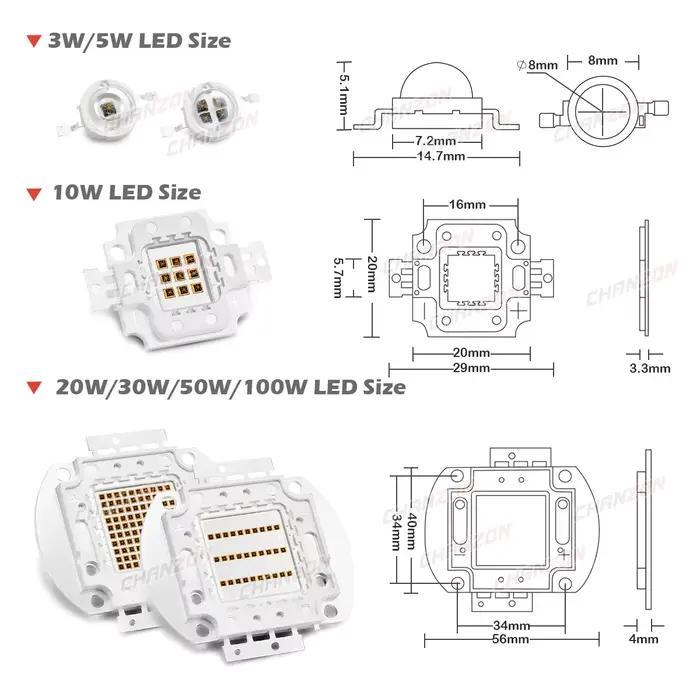 Ampoule LED infrarouge rouge lointain, puce intelligente, haute puissance, perle de lampe, 3W, 5W, 1
