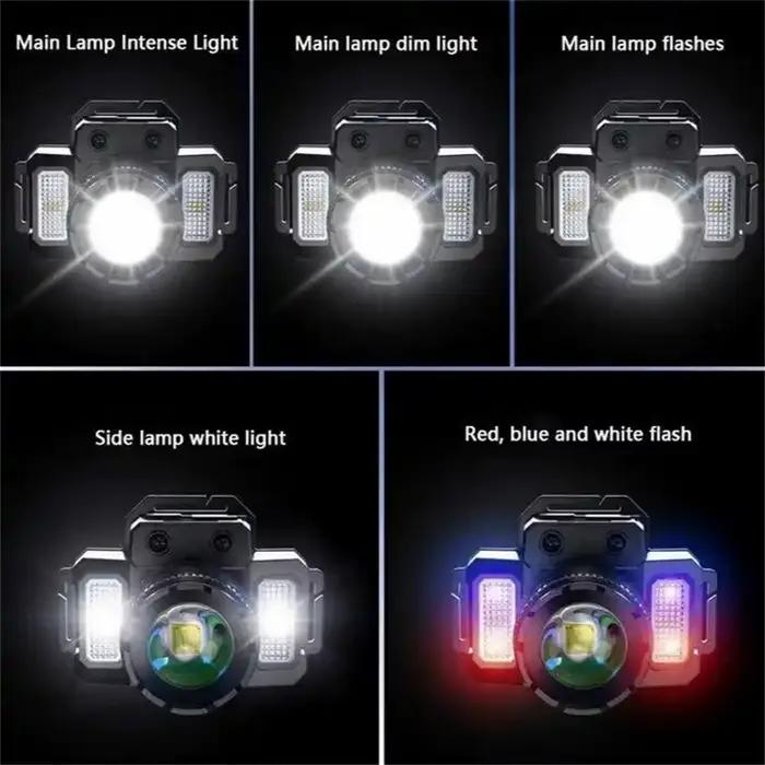 Zoomable LED phare Usb Rechargeable phare capteur de mouvement étanche lampe frontale phare d'urgenc