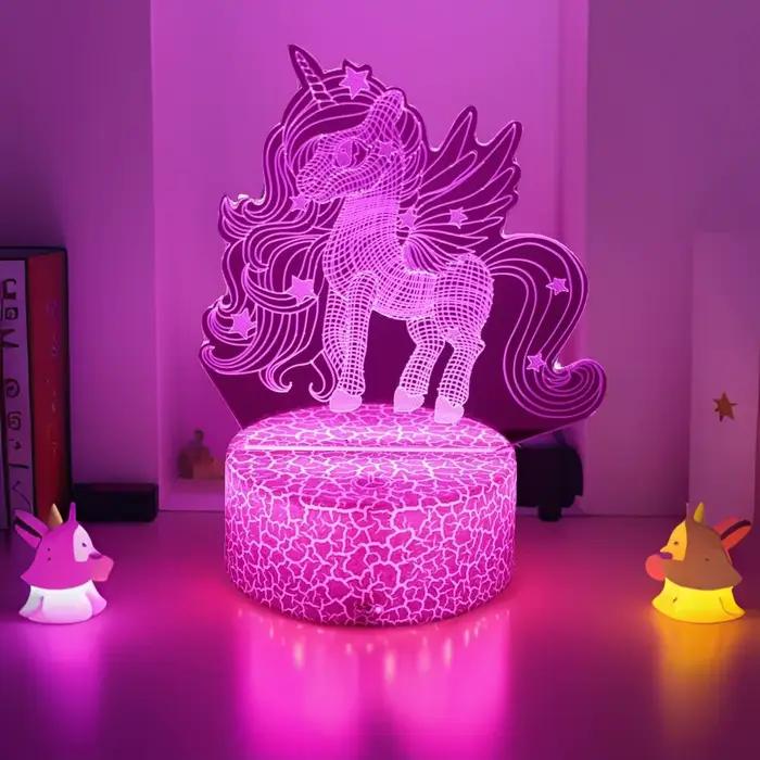 Lampe 3D licorne LED veilleuse RGB couleur changeante enfant veilleuse licornes pour filles jouets c