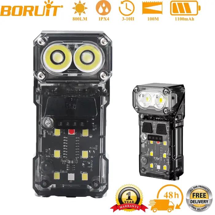 BORUiT 90 °   Lampe torche rotative à capteur de mouvement, 800LM, rechargeable par Type-C, avec cli