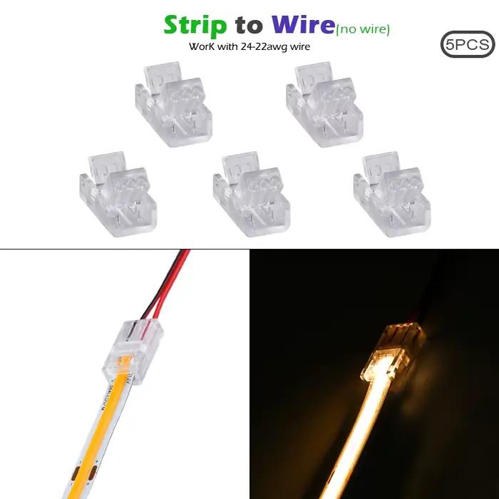 Connecteur de bande LED COB 8mm 10mm 2 broches, connecteurs d'angle LED en forme de L pour bande lum