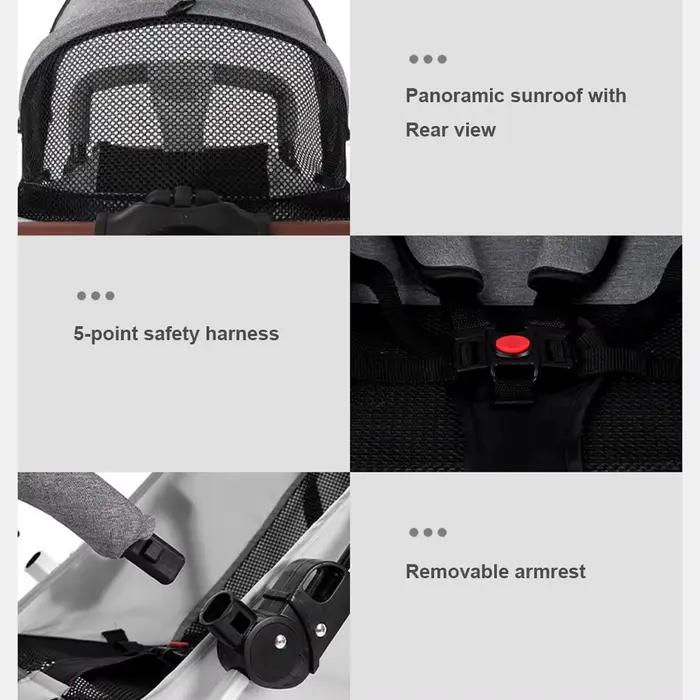 Poussette bébé pliable à une touche, 4 roues, légère, pour voyage, avec siège inclinable à plat, pli