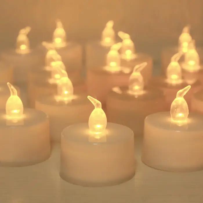 24/48 pièces sans flamme LED bougies alimenté par batterie souhaitant créatif lampe à thé blanc chau