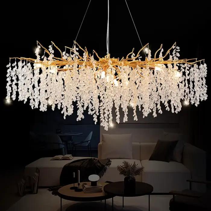 Lustre de plafond en cristal de luxe, éclairage pour salle à manger, salon, chambre à coucher, suspe