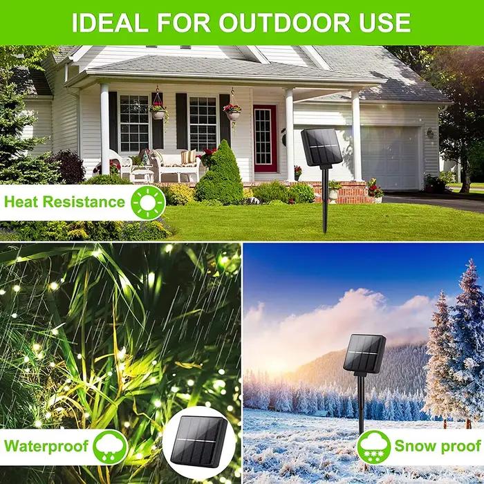 Guirlande solaire d'extérieur 300/200/100/50 LED, guirlande féerique, 8 modes, pour jardin, cour, ar