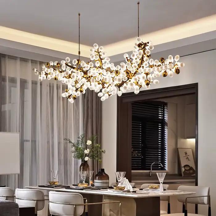 Lustre de luxe moderne pour loft, salle à manger, cuisine, bar, salon, lustres longs pour table à ma