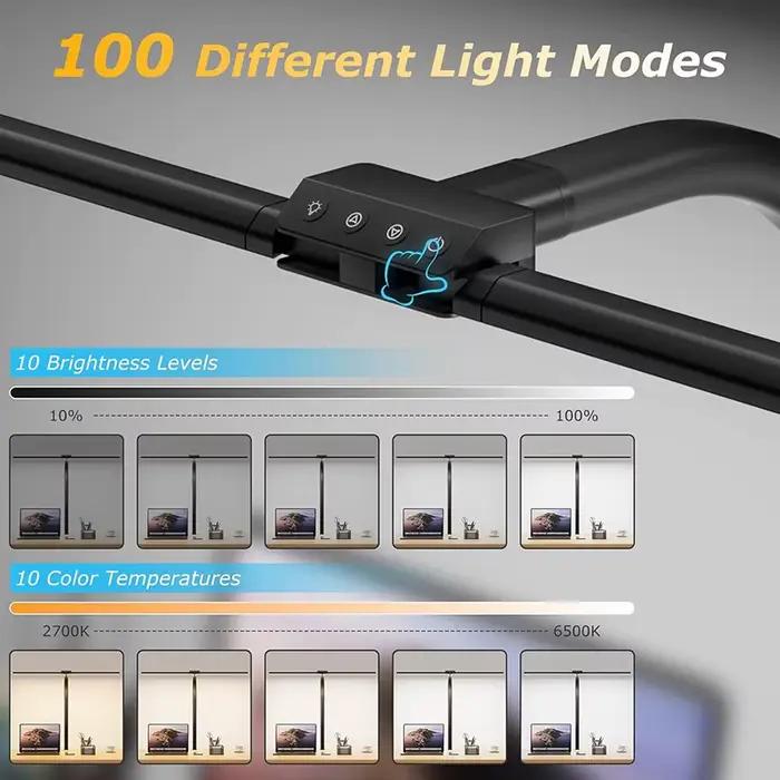 Lampe de bureau à Clip LED à Double tête