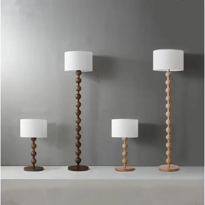 Lampadaire vintage art led abat-jour tissu tricoté à la main bois pour chambre salon entrée ambiance romantique lumineuse