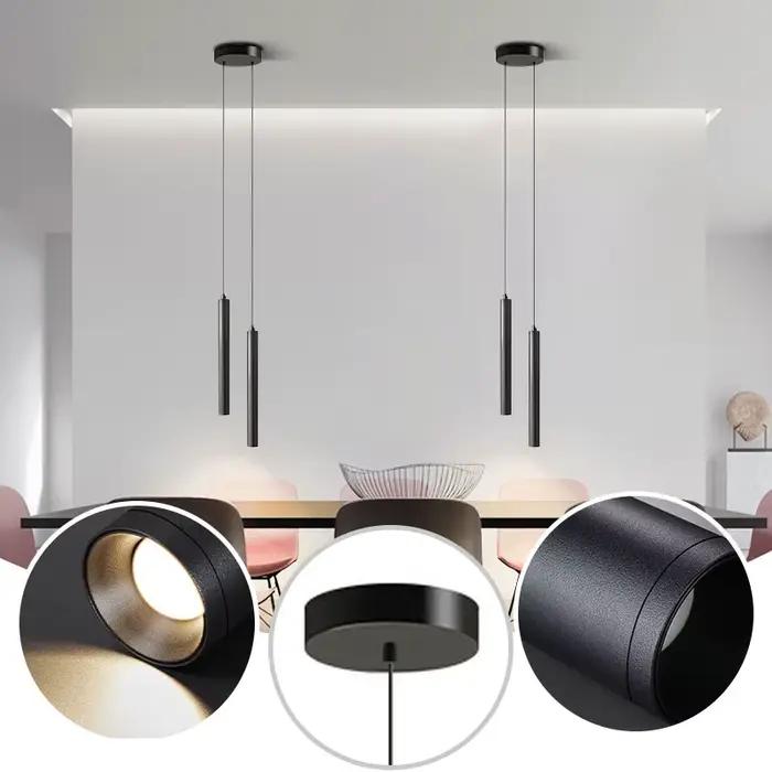 Lampes suspendues LED nordiques pour fond de télévision cuisine AC85-265V ligne réglable noire lustre suspendu luminaire