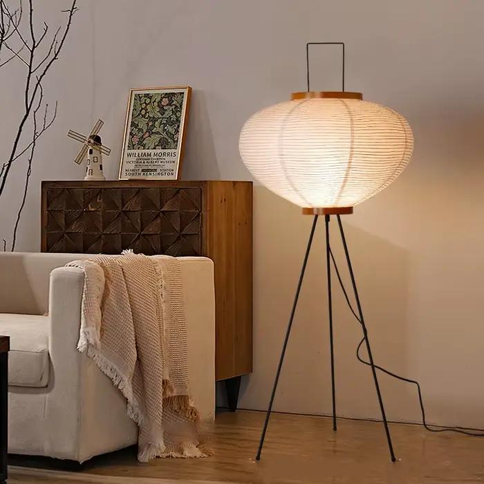 Noguchi Akari Lampadaire en papier de riz Lampe de bureau japonaise avec ampoule E27