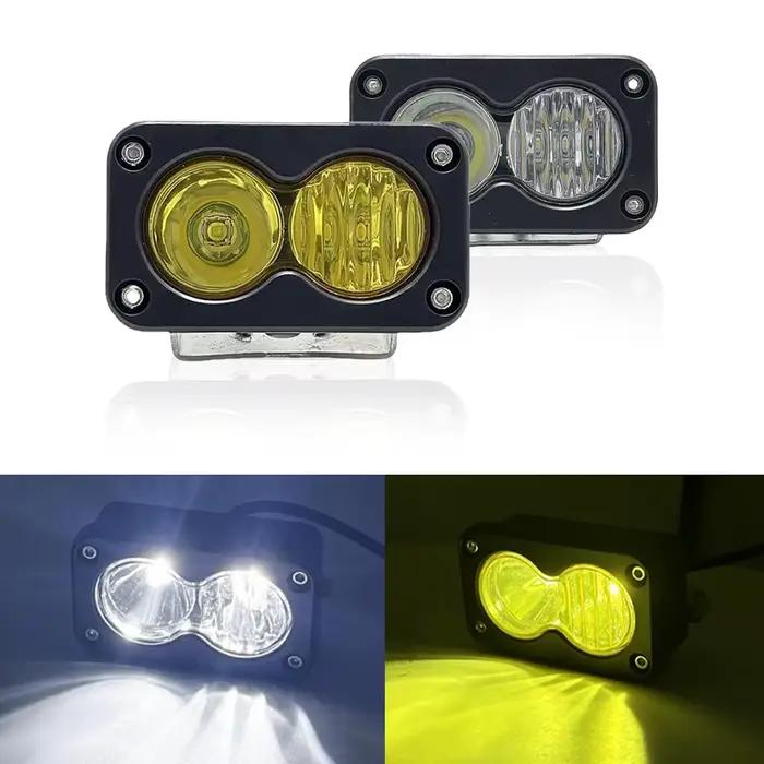 Projecteur de voiture 3 pouces blanc jaune LED Pod conduite lampe de travail pour pick-up moto camion tout-terrain toit porte-bagages lampe