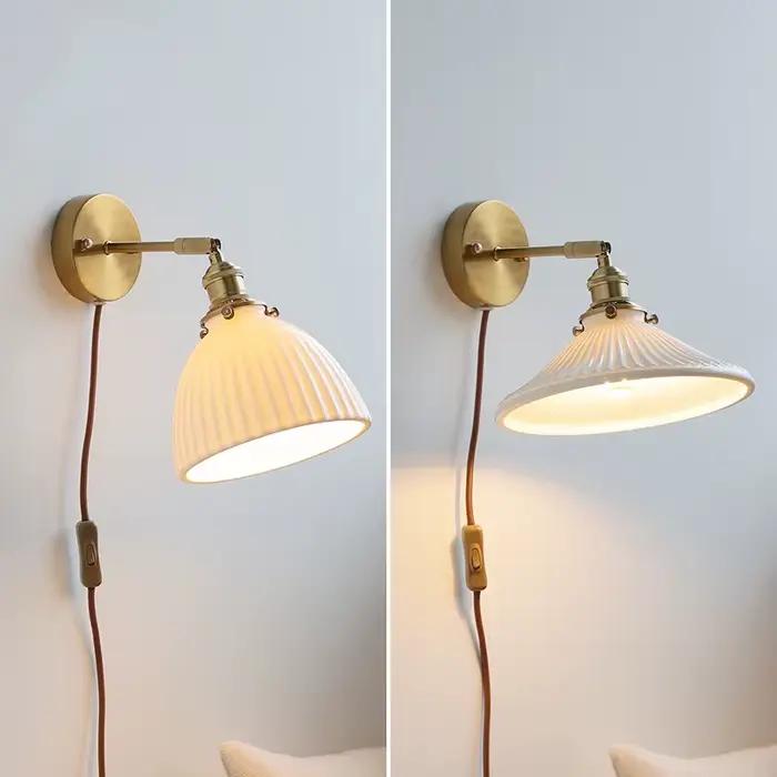 SuffHD-Applique Murale LED Nordique Moderne, Abat-Jour en Céramique, Prise UE US, Joli, Chambre à Coucher, Salon, Applique à Côté de la Lampe