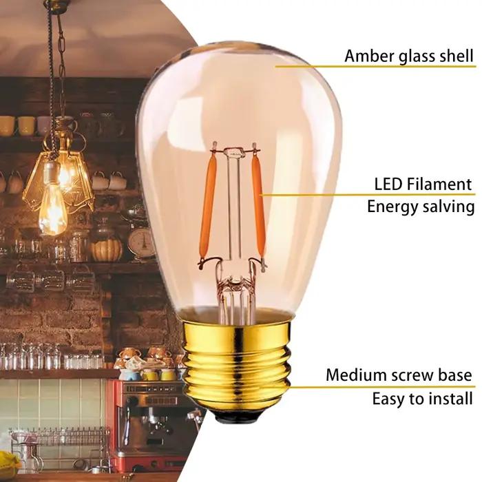 Ampoule LED Edison Vintage S14 1W E27 ampoules ambre blanc chaud 10W à incandescence équivalente pour guirlande suspension décoration