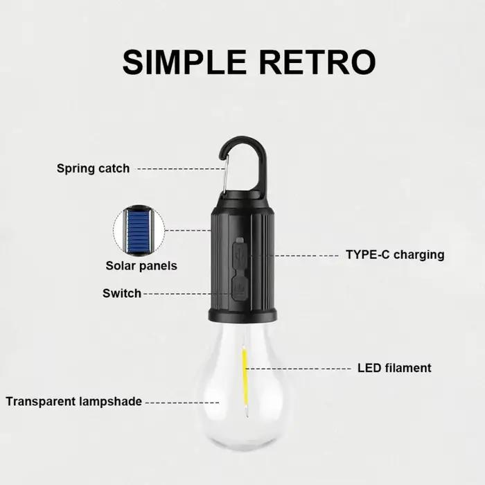 Ampoules de lampe LED à énergie solaire, chargeur USB d'extérieur, lumière de Camping, veilleuse d'ambiance pour barbecue, lampe de poche étanche, essentiels