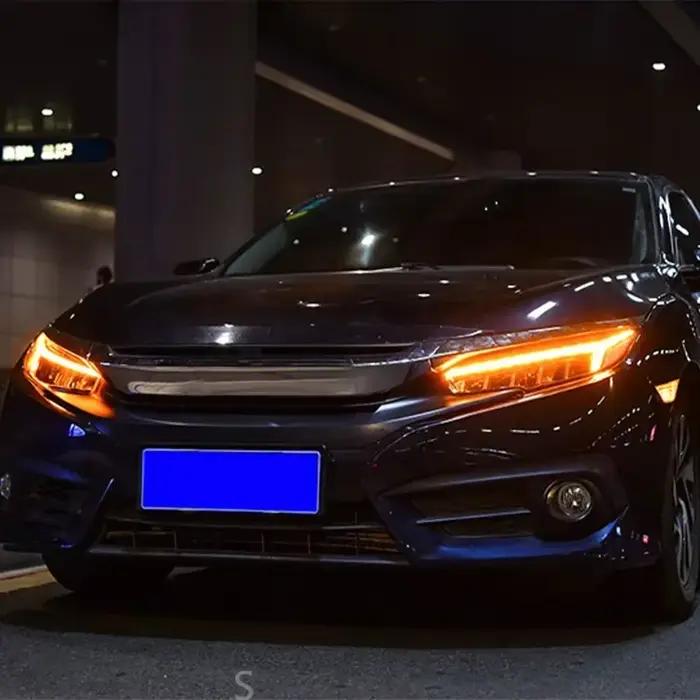 Feux avant de voiture pour Honda Civic X 10Th 2016 – 2021, ensemble de lentilles de phares automobiles LED, mise à niveau, accessoires de Style ailes d'ange