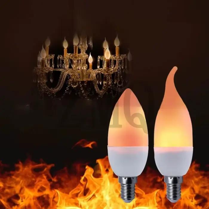 Ampoule LED Effet Flamme 4 Modes E14 E27, Lumière LED Effet Flamme pour Fêtes, Simulation de Feu, Décoration KTV, Festival, Jardin
