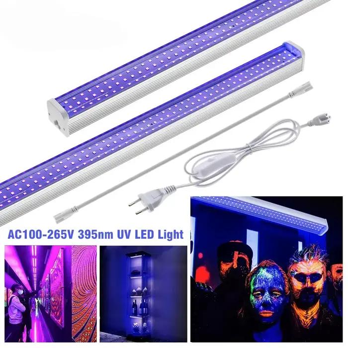 25W AC110V 220V UV Tube de lumière noire lampe ultraviolette ampoule 395nm UVA LED IP65 lampe avec prise barre de décoration lumière noire