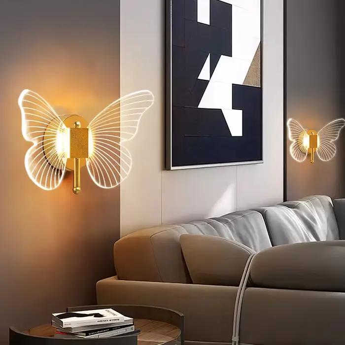 Papillon mur LED lampe éclairage intérieur maison chambre Table de chevet salon décoration nordique