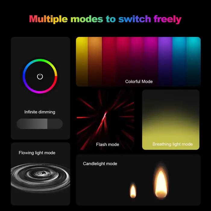 Ampoule LED USB à intensité variable multicolore pour chambre bureau voiture avec capteur tactile design élégant pour éclairage de lecture et décoration intérieure