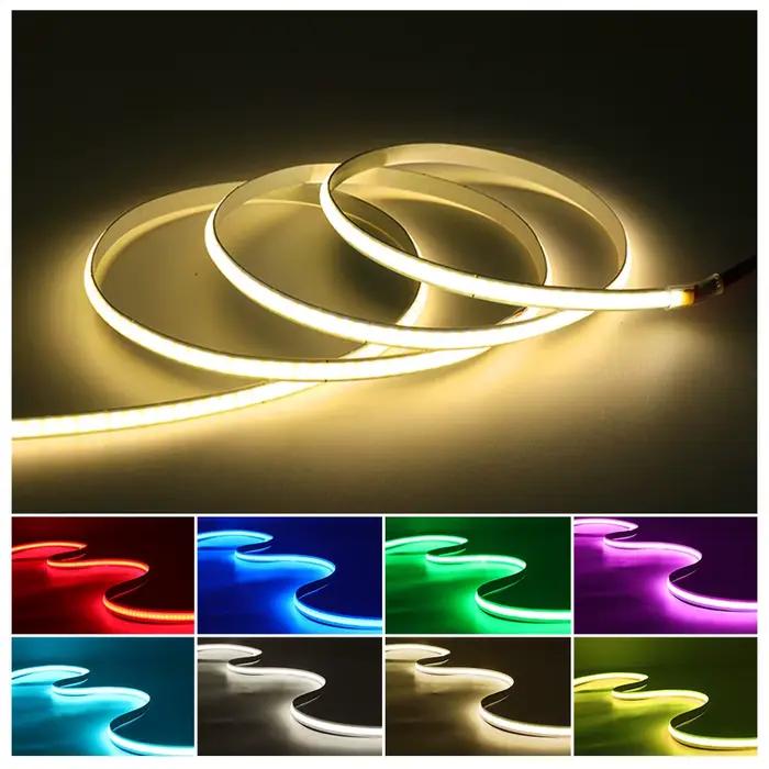 Bande LED COB USB ultra-fine de 5 mm, 5 V, 320 LED/m, rouge/vert/bleu/rose, ruban LED dimmable pour rétroéclairage TV, décoration de meuble et de pièce