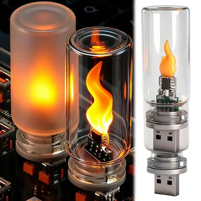 Ampoule Led Effet Flamme Scintillante Usb Vintage Lampe Decorative Ambiance Maison Lumiere Blanche Chaude Réaliste Effet De Bougie Clignotante Artistique Occasions Spéciales