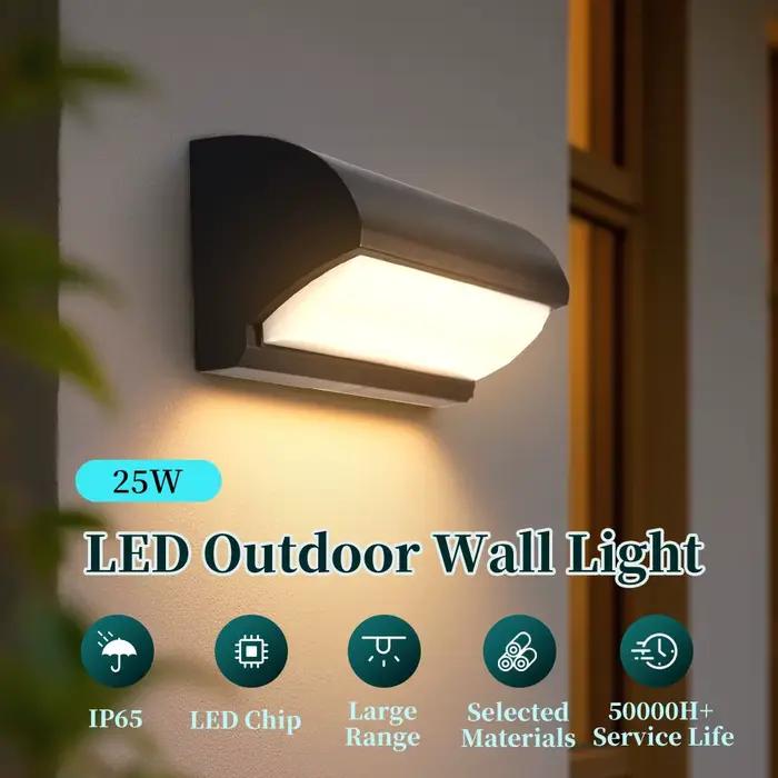 Applique murale extérieure IP65 étanche, lumière de porche 25W LED à économie d'énergie, éclairage intérieur pour couloir, balcon, jardin, décoration murale