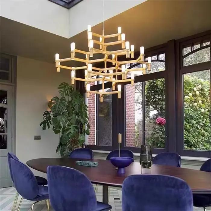 Couronne grand lustre Tube nordique lumière chromée moderne Led Art Designer lumière de luxe pour cuisine hôtel grand salon lampe de toit