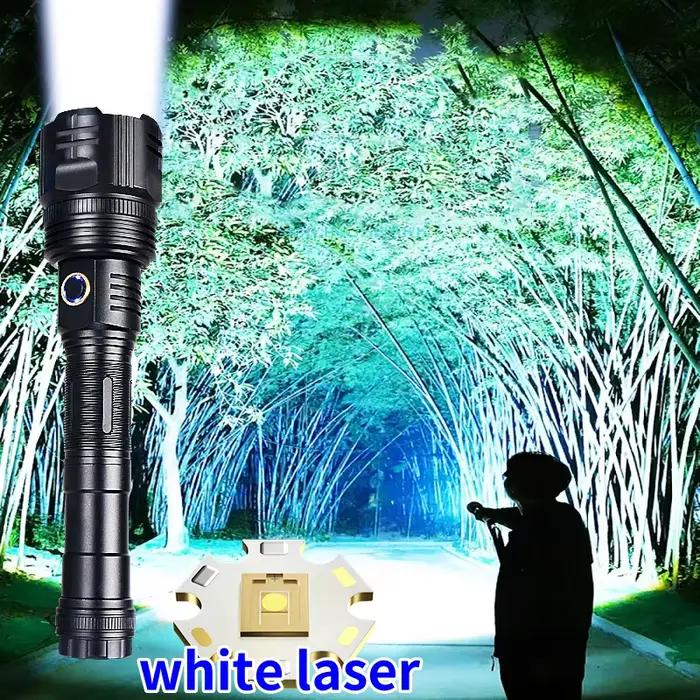 Nouveau Lampes de poche Laser blanches 12000mAh 1000000 LM lampe de poche Ultra puissante Zoom USB lanterne Rechargeable torche de Camping en plein air