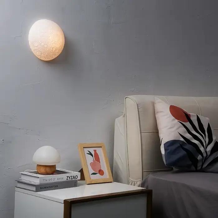 Plafonnier lunaire demi-cercle, applique murale, couloir, escalier, chambre à coucher, chevet, salle à manger, lampe de décoration intérieure créative
