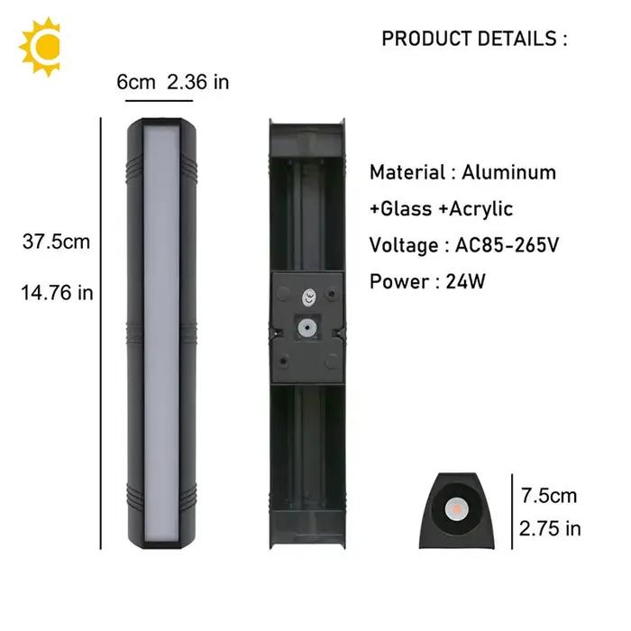 Applique murale LED imperméable en aluminium noir, conforme à la norme IP65, design moderne, éclairage d'extérieur, idéal pour une villa, un jardin ou une véranda, 4W, 110/220V