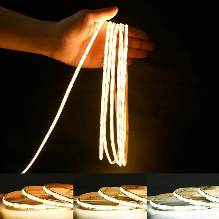 Bande lumineuse LED COB Ultra fine de 5mm, 400 diodes/m, variable, 3000K, 4000K, 6500K, éclairage pour la décoration, 12V, 24V