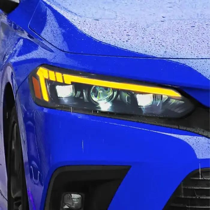 Ensemble de phares avant de voiture pour Honda Civic 11Th 2021 – 2024, phares automobiles Led, mise à niveau, configuration élevée, 3 accessoires d'objectif de projecteur