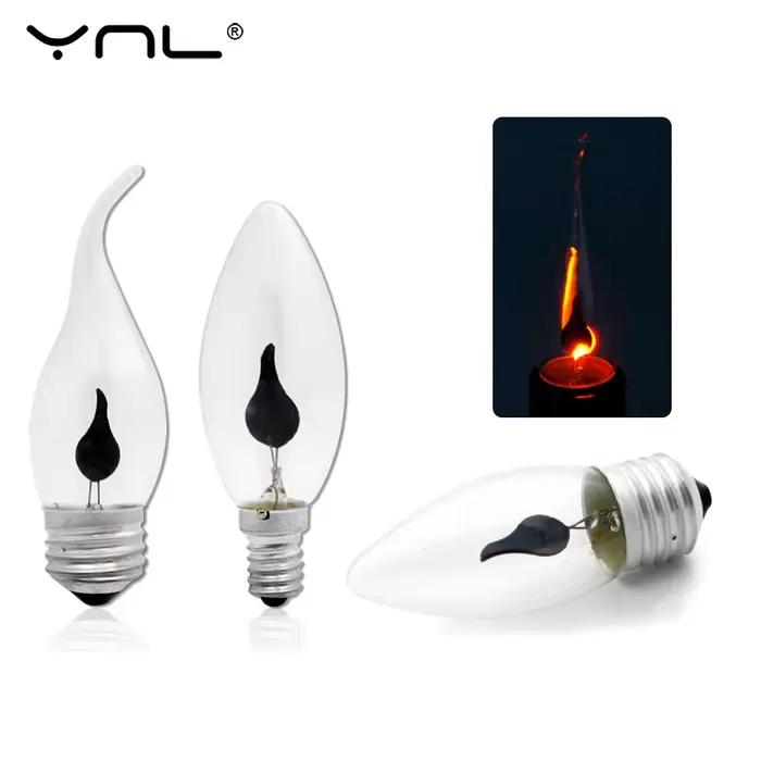 E27 E14 lampe à LED scintillement flamme bougies ampoules AC 220V 230V 3W Edison Vintage feu ampoules queue décor lampe à économie d'énergie