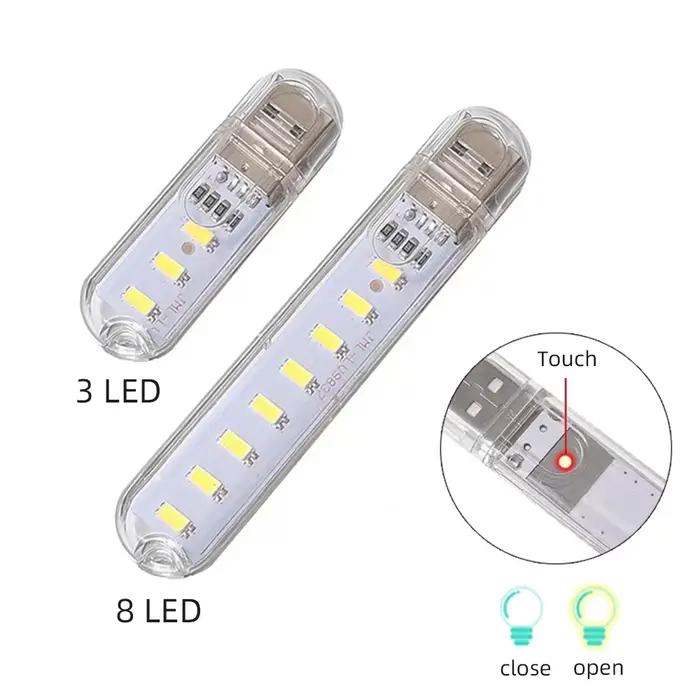 Mini lampe LED Portable USB avec capteur tactile, variable, réglable, lumineuse, lampe de bureau, pour batterie externe, PC, ordinateur Portable, Notebook