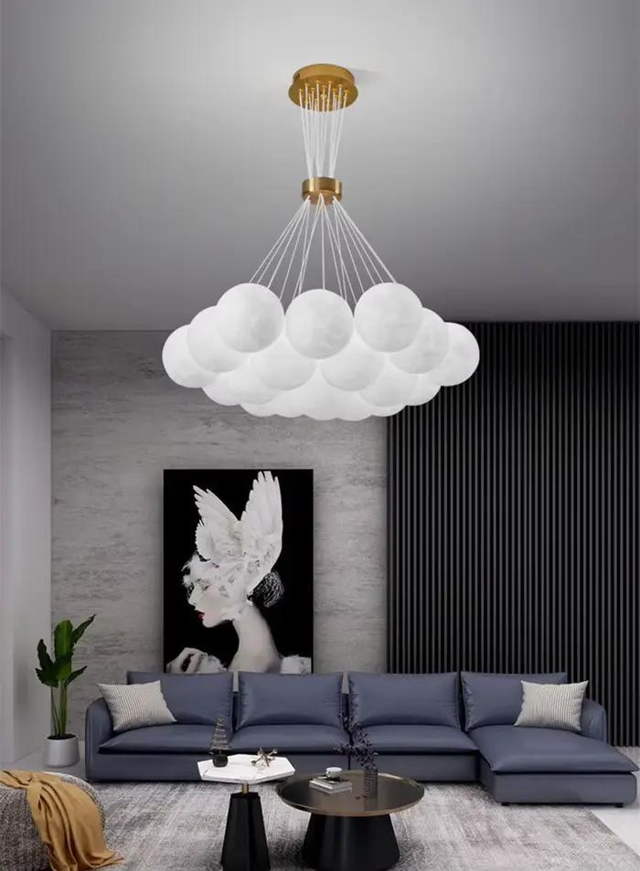 Plafonnier LED suspendu en forme de lune, design nordique, impression 3D, luminaire décoratif d'intérieur, idéal pour un salon, une chambre d'enfant ou une chambre à coucher