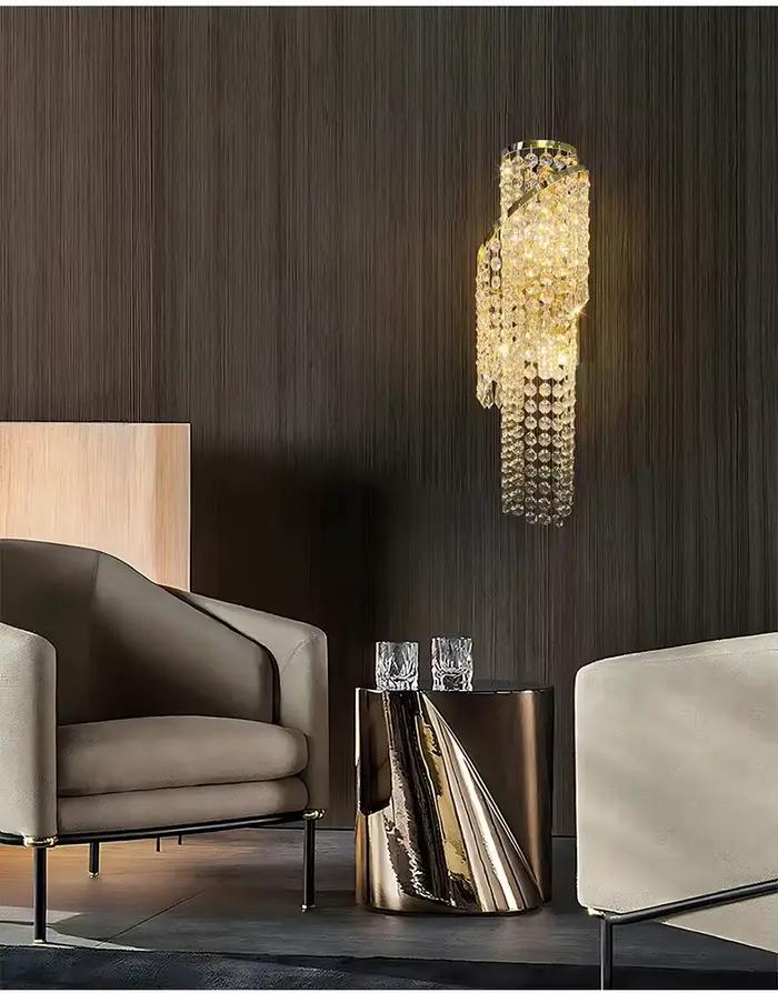 Applique murale en cristal de luxe avec pompon
