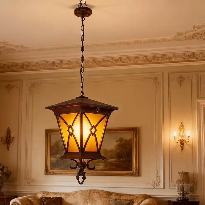 Style européen étanche lampe à suspension extérieure rétro cour Villa porte applique murale jardin extérieur lampe solaire
