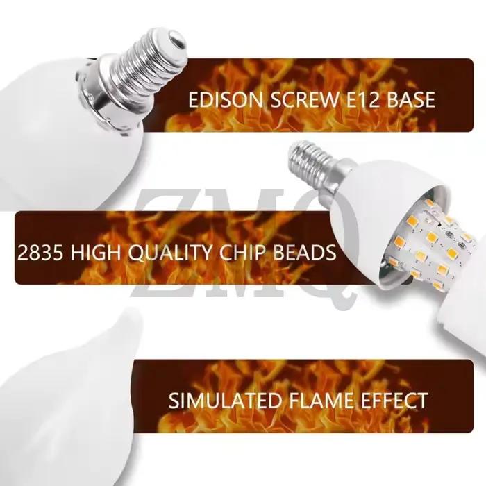 Ampoule LED Effet Flamme 4 Modes E14 E27, Lumière LED Effet Flamme pour Fêtes, Simulation de Feu, Décoration KTV, Festival, Jardin
