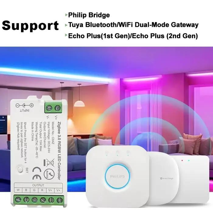 Zigbee 3.0 LED de contrôle pour Dim CCT RGB RGBW RGBCCT LED bande DC5V-24V WiFi BT pont à distance Tuya Alexa passerelle commande vocale