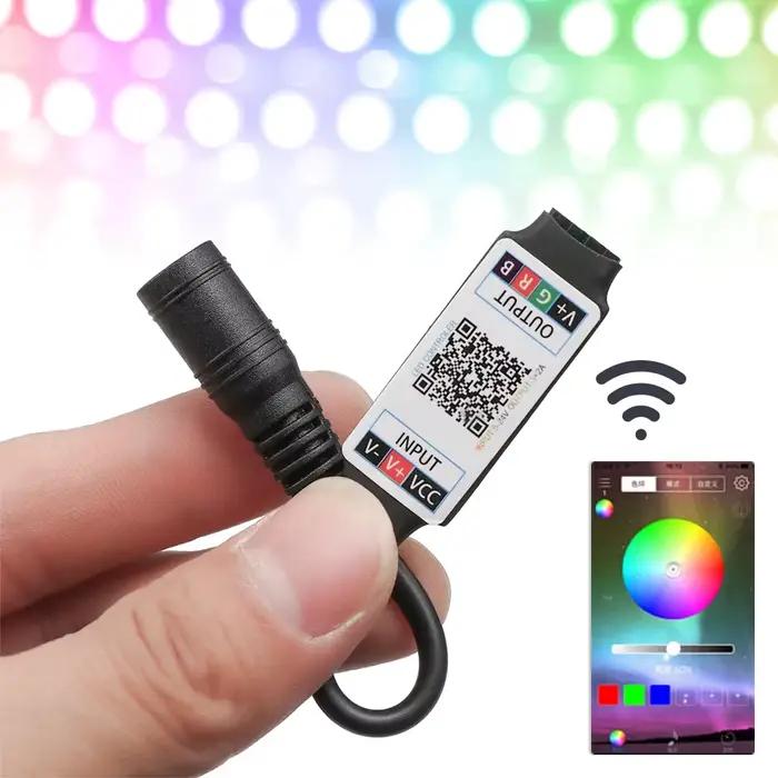 Mini contrôleur de bande lumineuse LED Bluetooth RGB 12V, contrôle sans fil pour téléphone intelligent, DC 5-24V 6A pour bande RGB 3528 5050