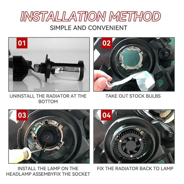 Projecteur de lentille LED H4, Mini ampoule 20000LM, phare de ventilateur pour moto, double faisceau haut et bas 9-32V, Plug & play