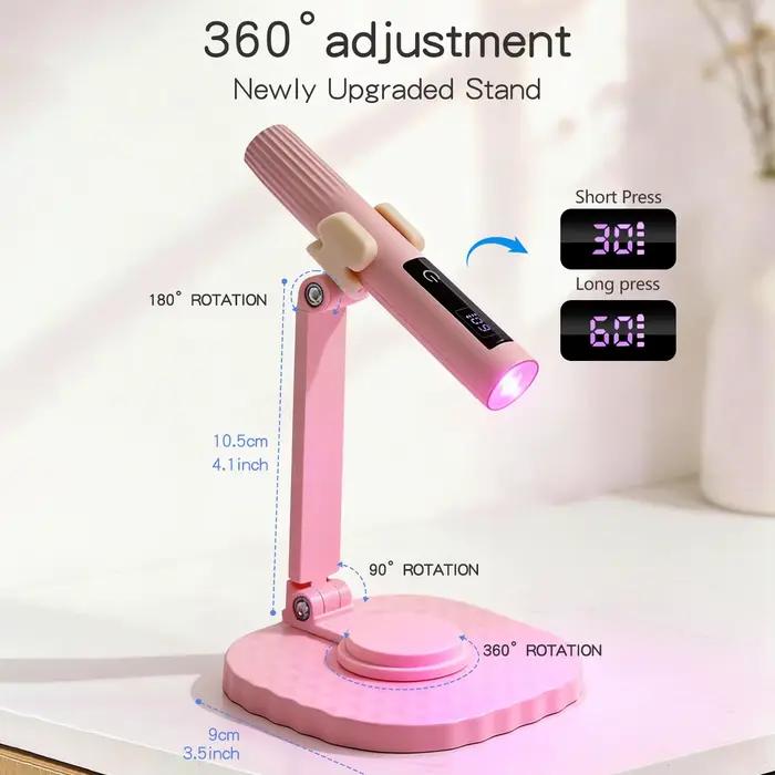 Mini lampe UV portable pour ongles avec support, lampe UV portable avec écran pour ongles en gel, séchoir à ongles rechargeable USB