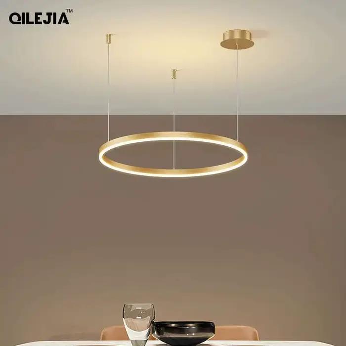 Plafonnier LED en Forme d'Anneaux Brossés au Design Moderne, Éclairage d'Nik, Luminaire Décoratif de Plafond, Idéal pour un Salon, une Chambre à Coucher, Couleur Or ou Noir