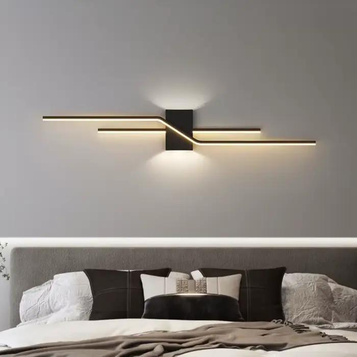 Applique murale moderne LED noir blanc fond lumière décorative pour salon chambre chevet luminaire intérieur