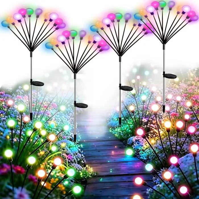 Lampes solaires en forme de luciole, 4 pièces, décoration de jardin extérieure, étanches, qui dansent au vent, pour Patio, chemin, balcon